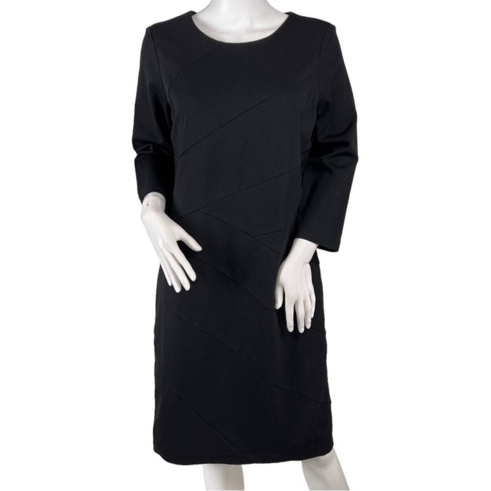 Chico's Dress Angle-Seamed Wendi Mini Knee Length Black Ponte Knit EUC Size 1.5 - Picture 2 of 8